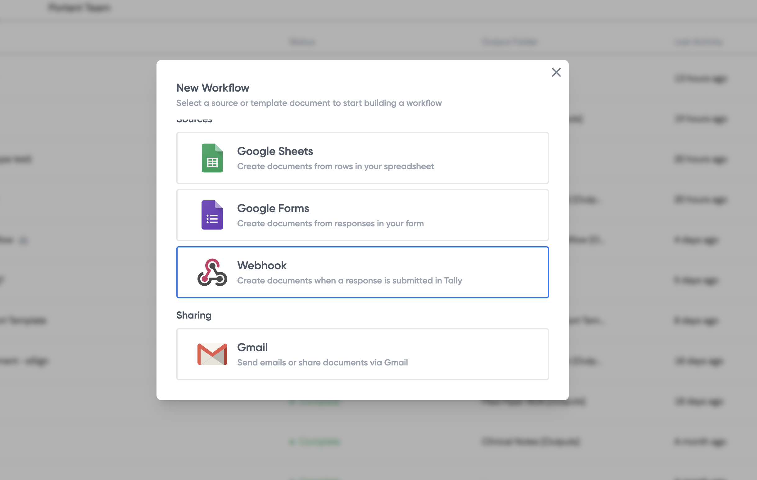 New workflow opened in the Portant web app after the API call