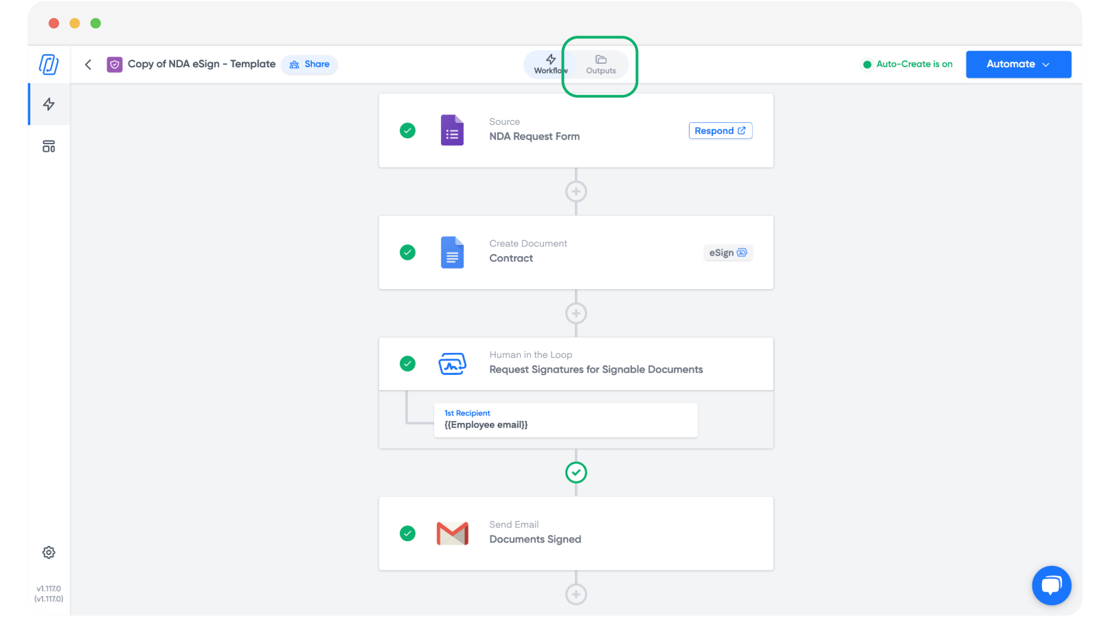Selecting a OneDrive folder as the output destination on a Portant workflow